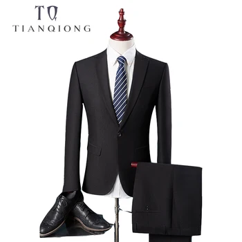 

TIAN QIONG Cheap Men Suit Latest Coat Pant Designs Slim Fit Men's Suits Formal Black Business Groom Wedding Suits for Men Size