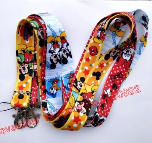 

New 3 pcs Cartoon Mickey Minnie Straps Lanyard ID Badge Holders Mobile Neck Keychains For Party Gift QW-558