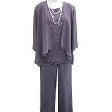 Торжественное вечернее платье из 3 предметов, платье для матери невесты, брючный костюм с жакетом, наряд с кружевом для свадебной вечеринки, SLD-M01 жениха