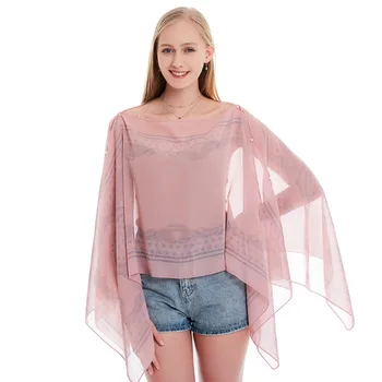

chiffon Printed Scarves Women Summer cover ups Boho Chiffon Beach Shawl Girls Elegant Ladies Casual Long Soft Wrap Scarf