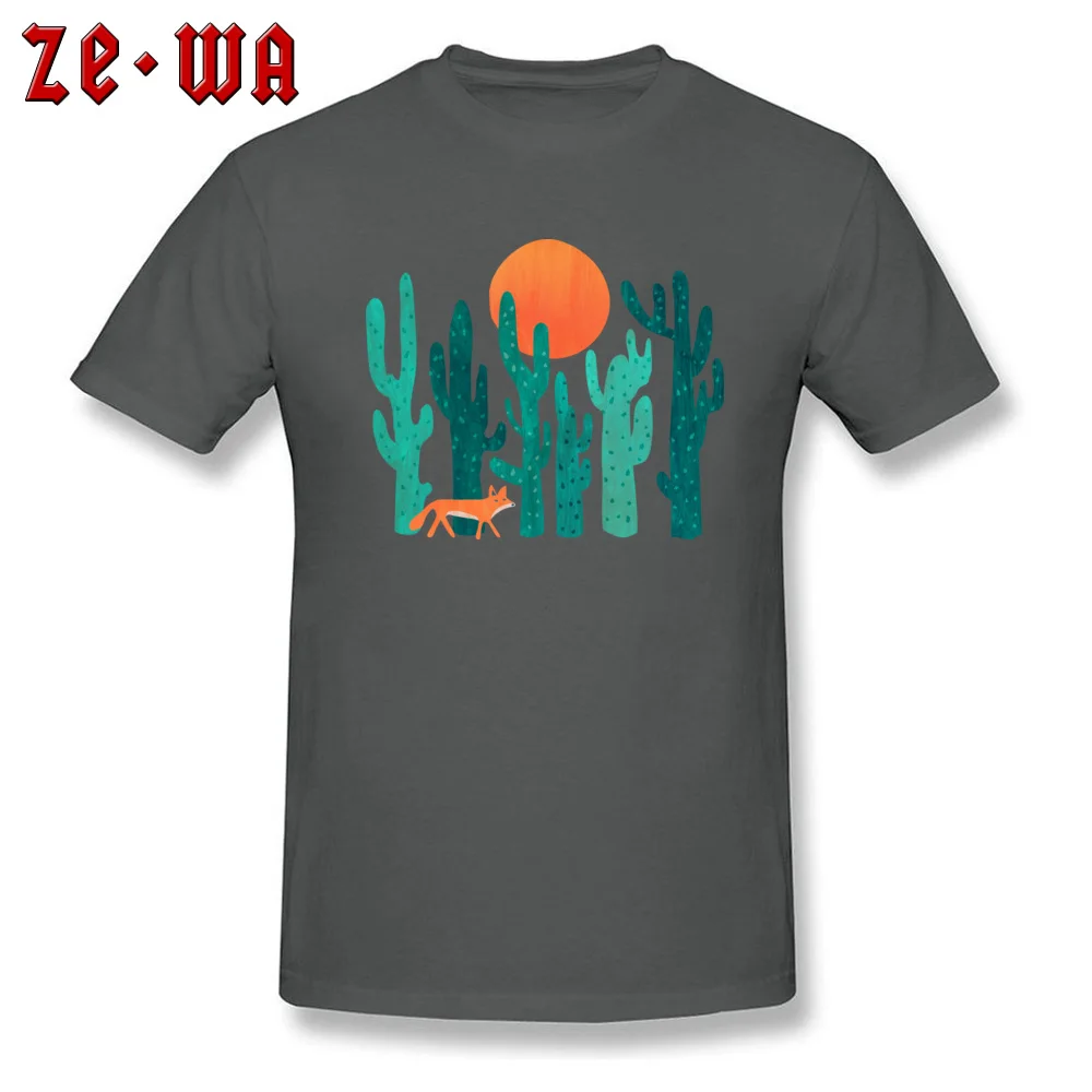 Crewneck fox in cactus forest Pure Cotton Men Tshirts Design Short Sleeve Tops Tees High Quality Classic Tee-Shirts fox in cactus forest carbon