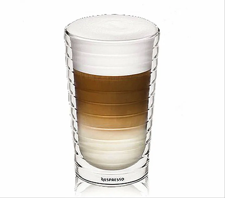 Nespresso 350ML Double Wall Glass Teacup Thread Shape Coffee Juice Wine