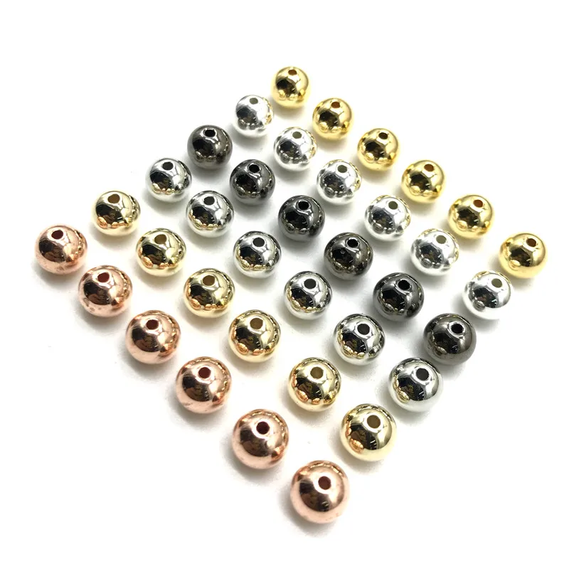 

3 4 6 8 10 12mm 20-50pcs Copper Coated Beads Round Seed Spacer Loose Beads For Jewelry makeing DIY Bracelet Necklace