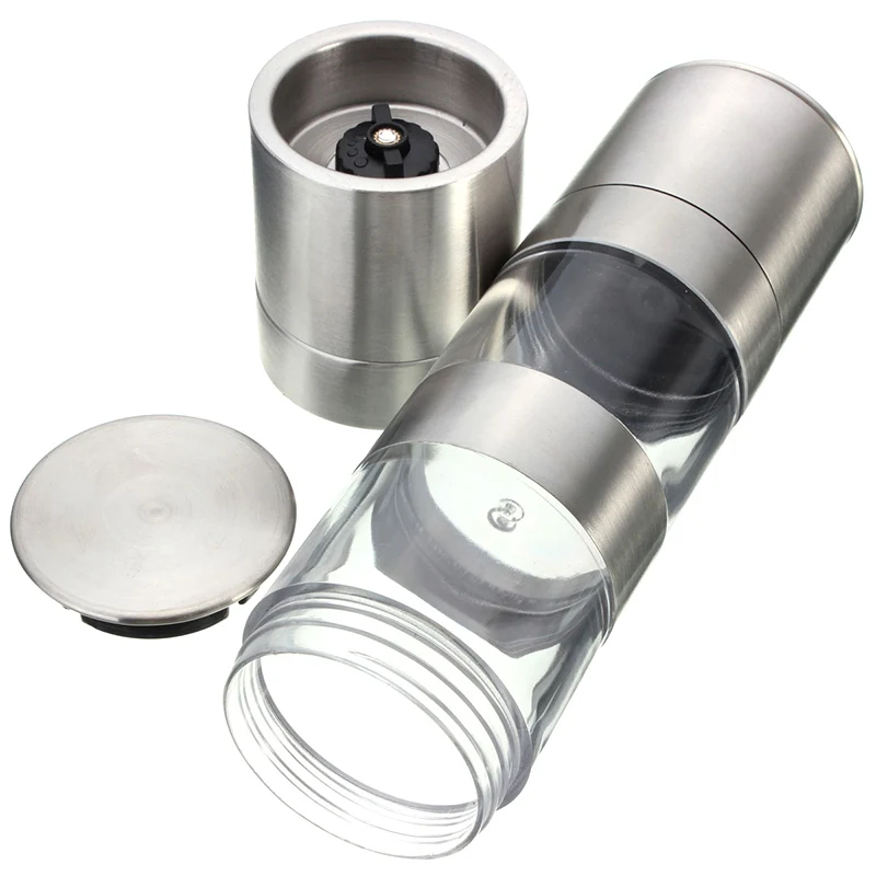 Hot Sale 2 in 1 Stainless Steel Salt Pepper Grinder Dual Hand Spice