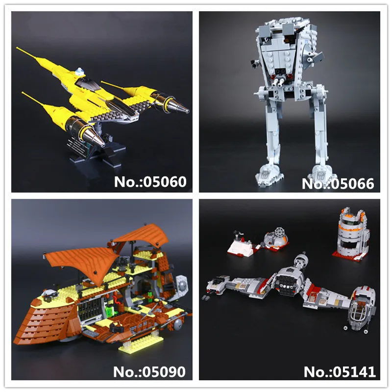 

LEPIN 05060 USC Naboo Style Fighter 05066 Rogue One AT Walker ST 05090 Jabba`s Sail Barge 05141 Defense aircraft Building Block