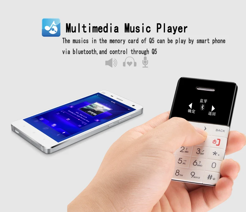 AEKU Qmart Q5 Mini, ультра тонкая карта, карман для мобильного телефона, четыре диапазона, поддержка Bluetooth, набор номера, TF карта, 0,96 дюймов, кредитный телефон