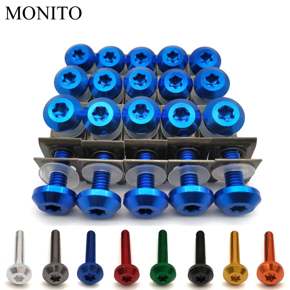 

20pcs For mt 07 r3 mt 09 yz250f wr250f Hayabusa DRZ400SM duke200 duke390 Motorcycle Custom Fairing Body Bolt Screw Spring Nut M6