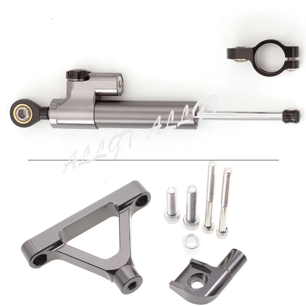 CNC Steering Damper Stabilizer with Bracket Kit For Kawasaki ZX6R 2007