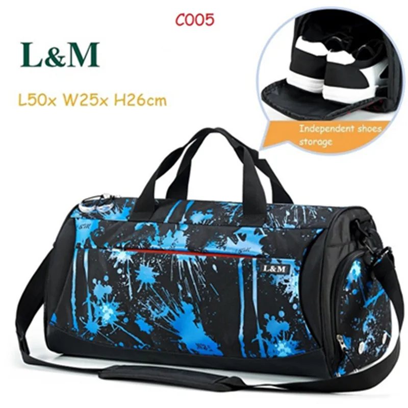 L&M Professional Popular Men Women Shoulder Bag Gym Bag Large Capacity Athletic Bags Travel Duffel Tote Durable Women Yoga Bag