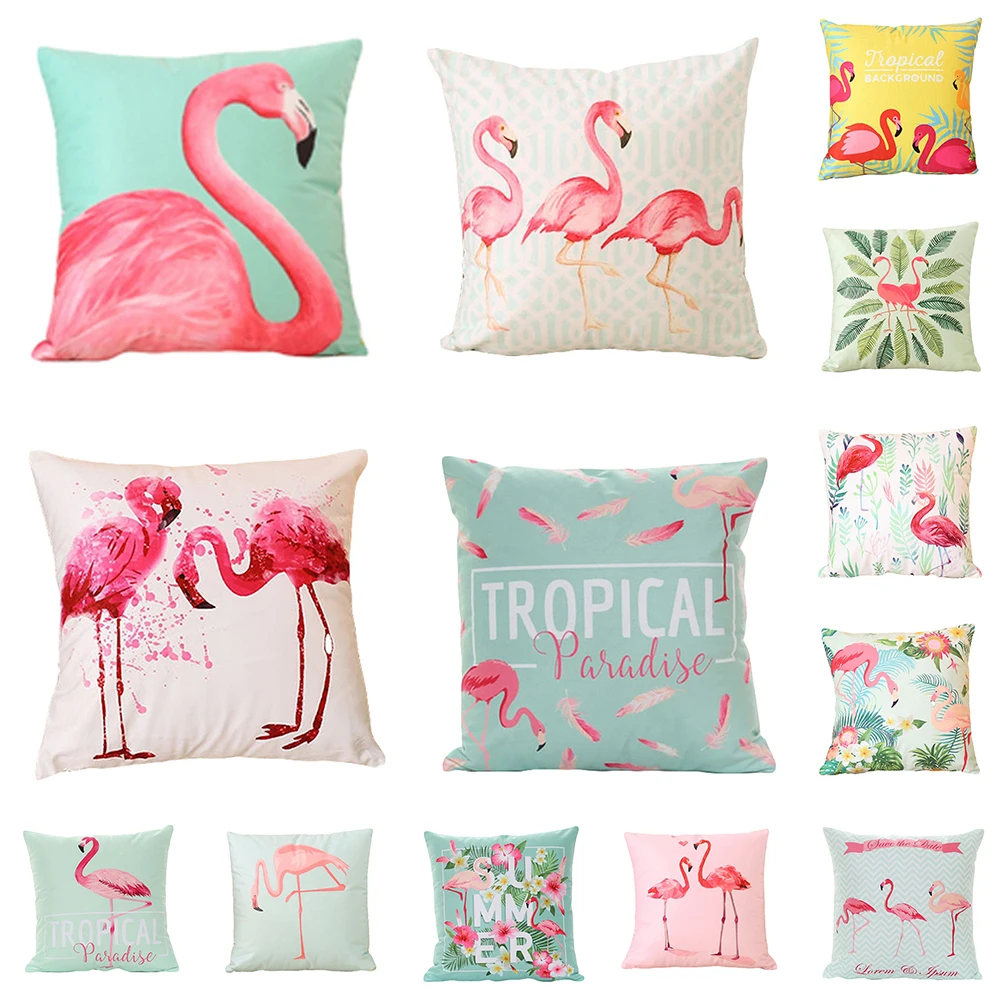 

18 Inch Summer Flamingo Throw Pillow Case Bed Home Drop Shipping
