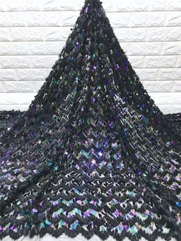 

Esewing 2018 Latest 3 Colors French Nigerian Laces Fabric High Quality Tulle African Laces Fabric With Sequins For Wedding Dress