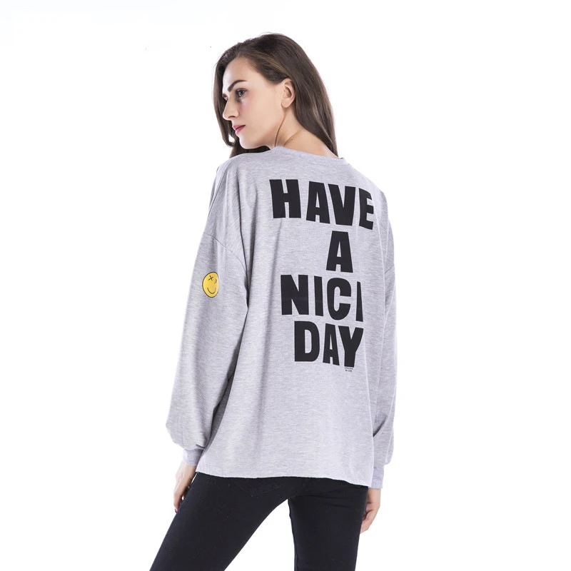 Autumn new round neck, European and American back printed waistcoat large size lady's bottoming Ladies Hoodies Autumn new round neck, European and American back printed waistcoat large size lady's bottoming Ladies Hoodies
