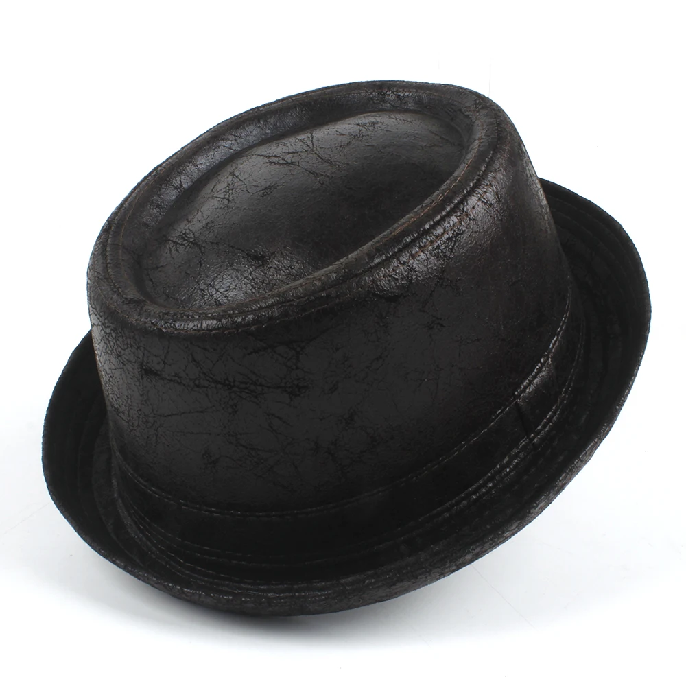 4 больших размера, кожаная шляпа для папы, шляпа-федора, мужская шляпа-канотье с плоским верхом для джентльмена, шляпа-котелок для папы