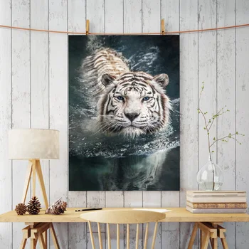 

Wall Art Canvas Prints Swimming Tiger Nordic Animal Posters And Prints Canvas Painting Wall Pictures For Living Room Home Decor