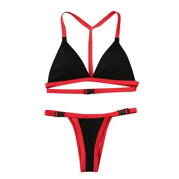

sexy solid color bandage swimsuit backless suit off-shoulder Push-Up Padded Bra backless swimwear underwear set 40mr19