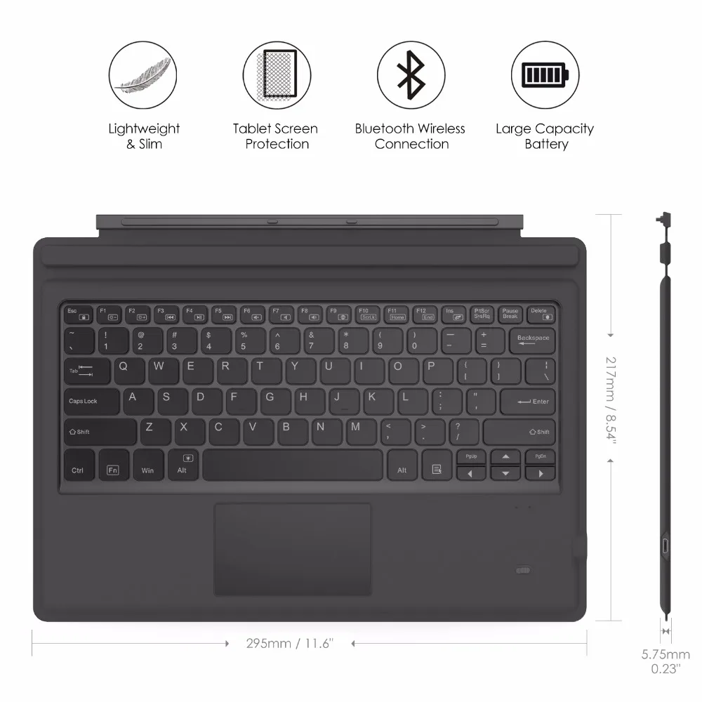 Тип Крышка для microsoft Surface Pro 6/Surface Pro 5(Pro), ультра-тонкий Беспроводной Bluetooth клавиатура с сенсорной панели, 7-Цвет светодиодный