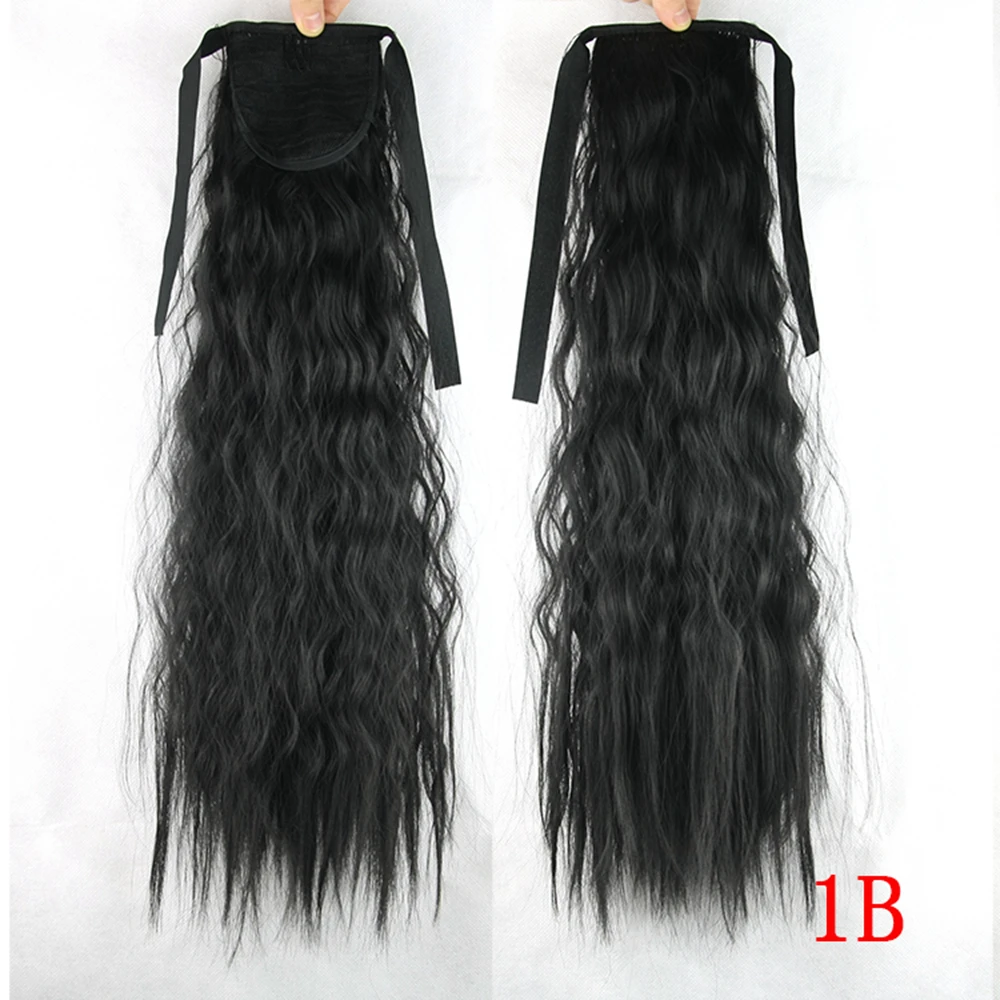 Soowee длинные черные кудрявые волосы конский хвост шиньоны шнурок конские хвосты Синтетический зажим для наращивания волос для женщин - Цвет: # 1B