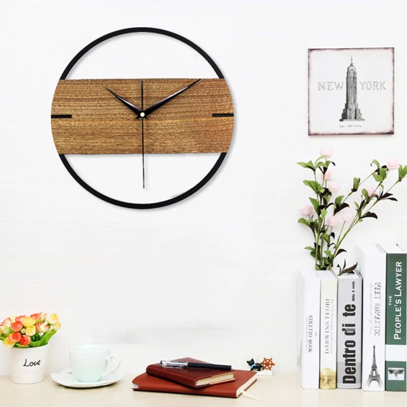 

12 inch 3D Silent Vintage Wall Clock Simple Modern Design Wooden Clocks for Bedroom Stickers Wood Wall Watch Home Decor