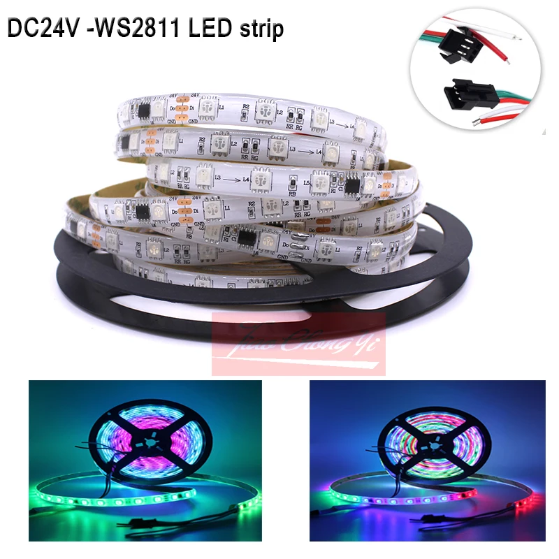 5 м WS2811 60led/M DC24V Светодиодная лента Адресуемая мечта полноцветный IP65
