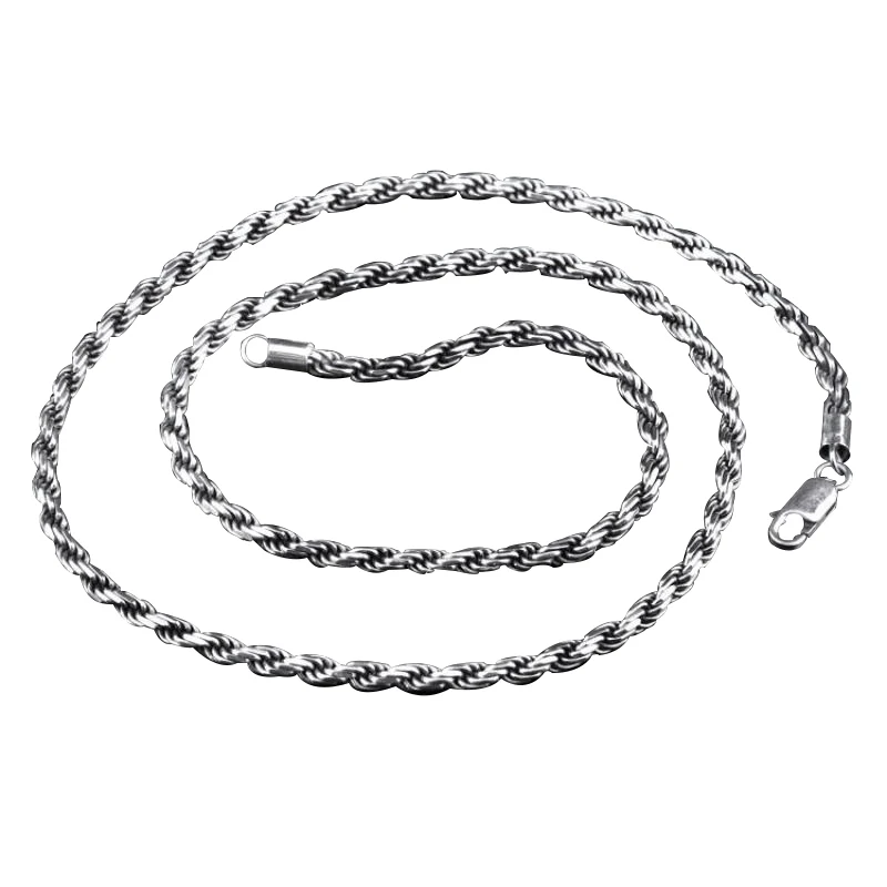 Настоящее чистое 925 пробы Серебряное мужское ожерелье для свитера итальянский дизайн скрученный Плетеный цепь винтажное мужское ювелирное ожерелье s& Кулоны