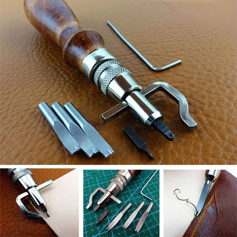 

DIY hand tools Leather Trench Tool Pull Device Slotted Device Multi-function Leather Carving Trenching Device Durable Hand Tools