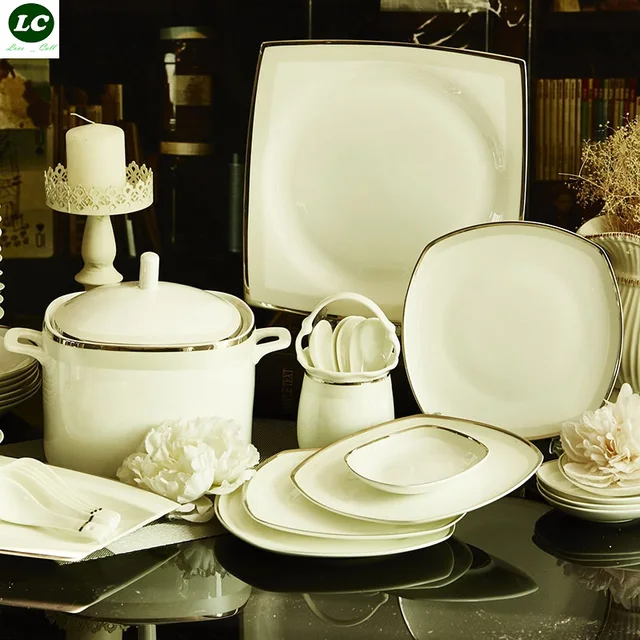 Bone China Plates And Dishes Set Ceramic Combination Luxury Design Bone China Plates And Dishes Set Ceramic Combination Luxury Design Kitchen Dining Bar Tableware Dinnerware Sets Wedding Gift