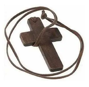 

1PCS Retro Necklace Wooden Cross Pendants Leather Necklace For Women Cute Jewelry