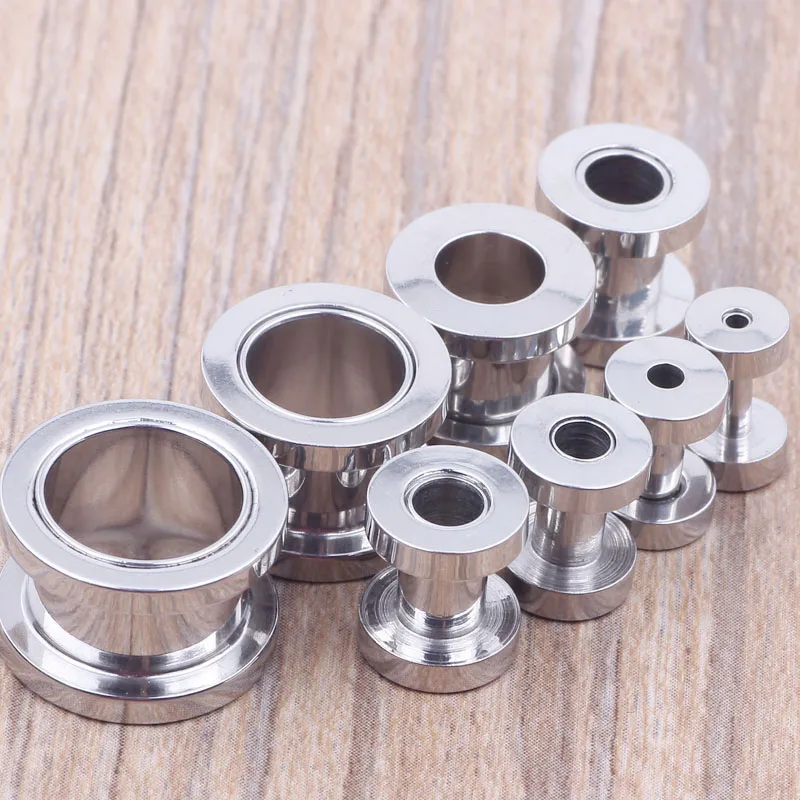 Mix 8 Size 100 pcs Stainless Steel Body Jewelry Screw Flesh Tunnel Ear Plug Ear Cuff Tunnel