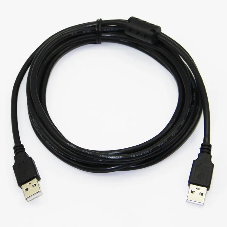 Кабель Bochara USB 2,0 type A Male to type A Male из фольги+ в оплетке(внутри)+ ПВХ Экранирование 30 см 50 см 1 м 1,5 м 1,8 м 3 м 5 м черный