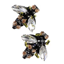 Модные дизайнерские серьги-гвоздики Пчелка с черными бусинами и бахромой для женщин, вечерние серьги-гвоздики Пчелка с разноцветными блестками, ювелирные изделия