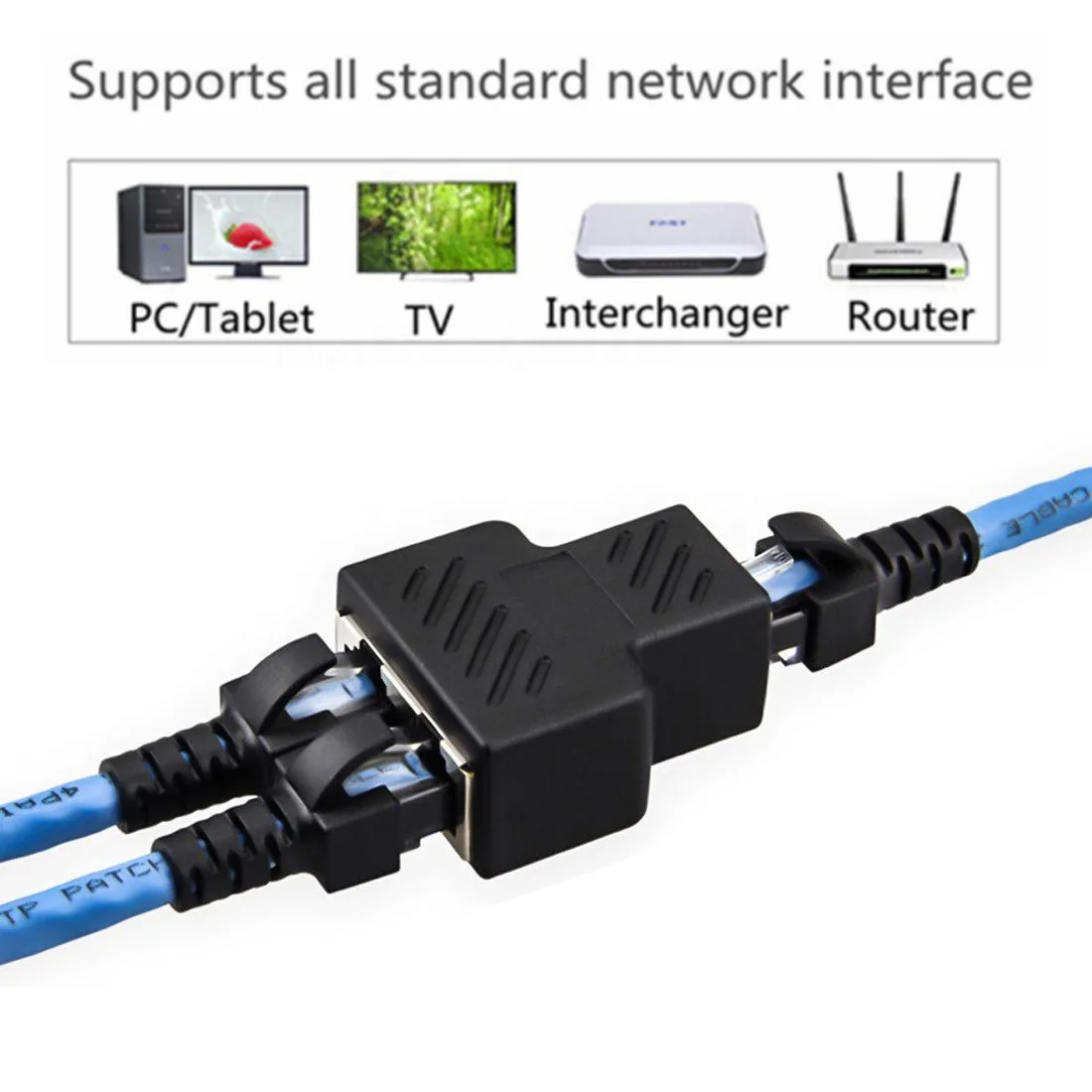 RJ45 Кабельный порт сетевой Кабельный соединитель Rj45 сетевой пластиковый тройник Кабельный соединитель способ разветвитель 1-2 адаптера