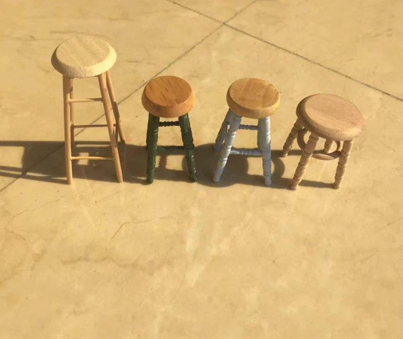 

G05-X5074 children baby gift Toy 1:12 Dollhouse mini Furniture Miniature rement DIY plain Long foot stool 1pcs