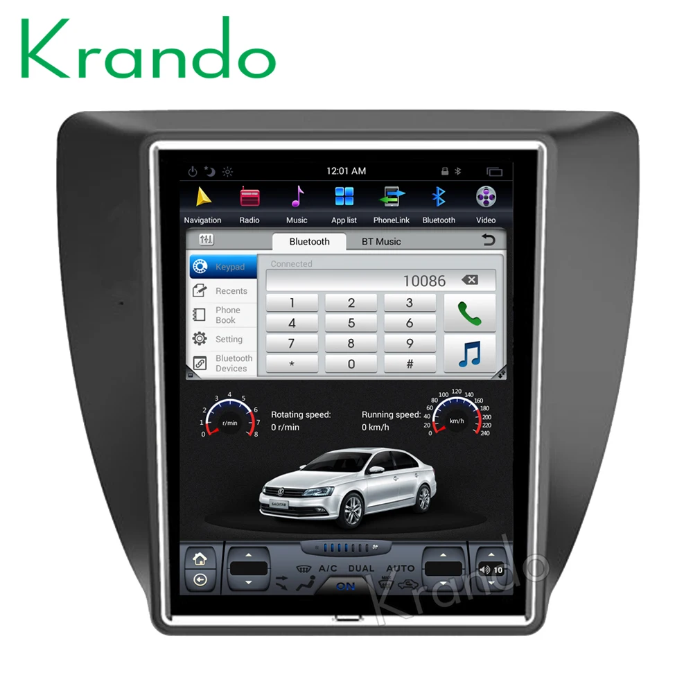 

Krando Android 8.1 10.4" Tesla Vertical touch screen dvd in car radio player for VW Volkswagen Sagitar 2012+ navigation system