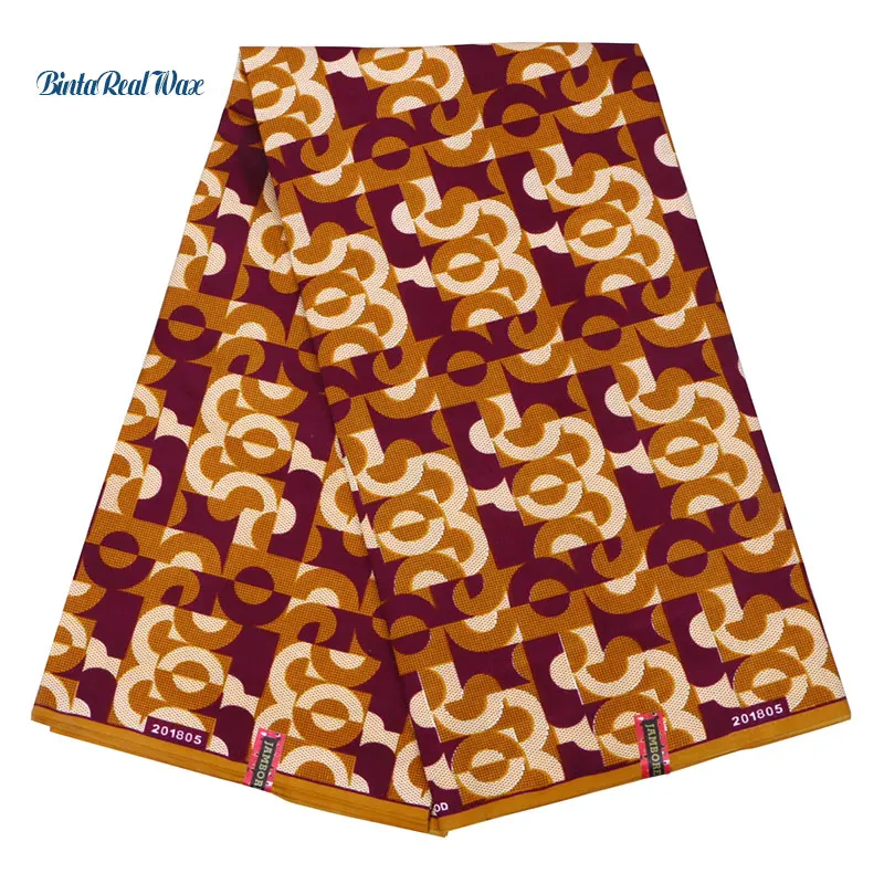 

High Quality 6 yard Polyester African Wax Prints Fabric Binta real Wax Hollandais Ankara Fabric For Dress Patchwork Fabrics