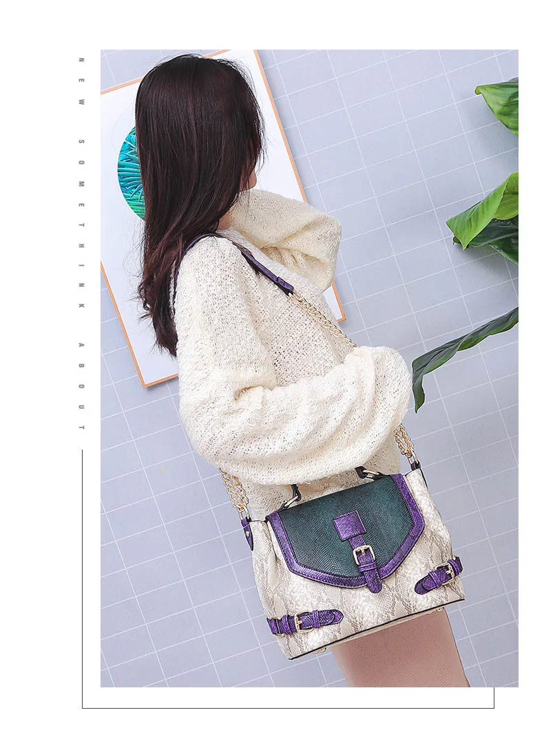 Female Designer Luxury Tote Stylish Snake Skin Print Handbag for Women Big Fashion Leather Shoulder Bag Panelled Crossbody Purse (14)