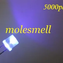 5000 шт 5 мм плоский верх Фиолетовый УФ светодиод фиолетовый светодиод Большой/широкий угол УФ led 5 мм плоская голова фиолетовый/ультрафиолетовая лампа