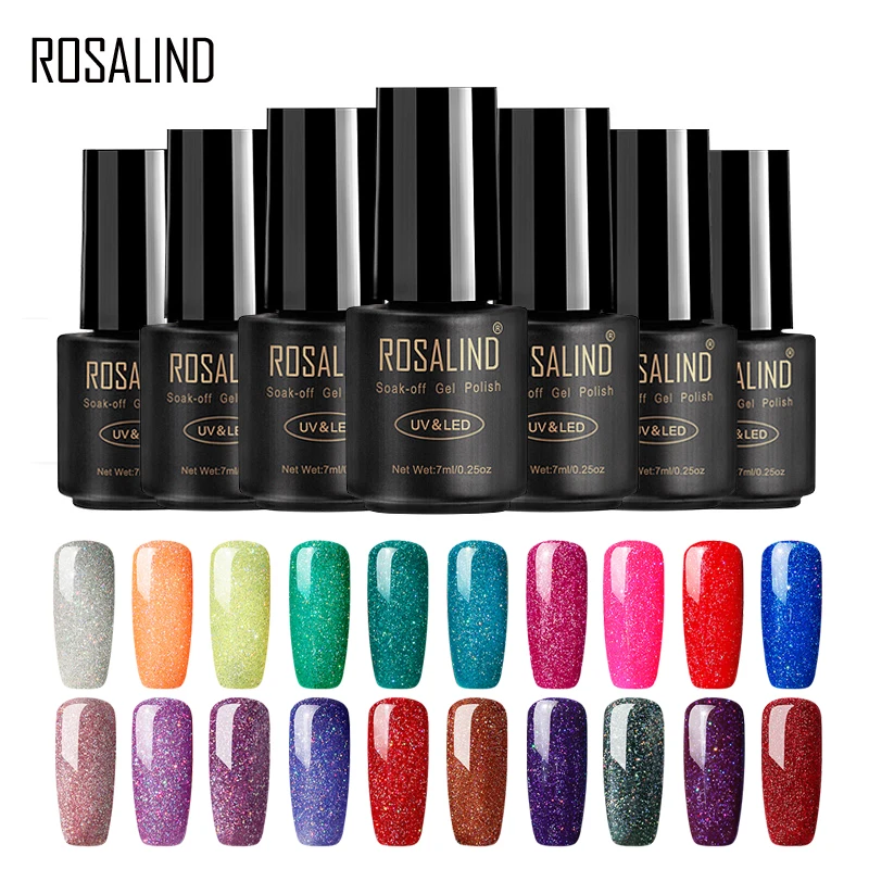  ROSALIND Gel Nail Polish Set For Primer Gel 7ML Rainbow 2019 Top coat Hybrid Nail Art Soak Off All 