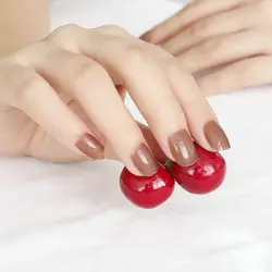 2019 24 шт. короткий отрезок Взрывные модели милые конфеты цветные горячие купить поддельные ногти готовые коричневый SN367