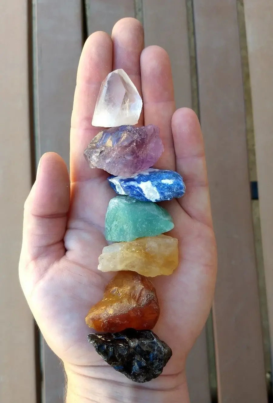 7 камней чакра набор семь средних необработанных природных необработанных кристаллов комплект
