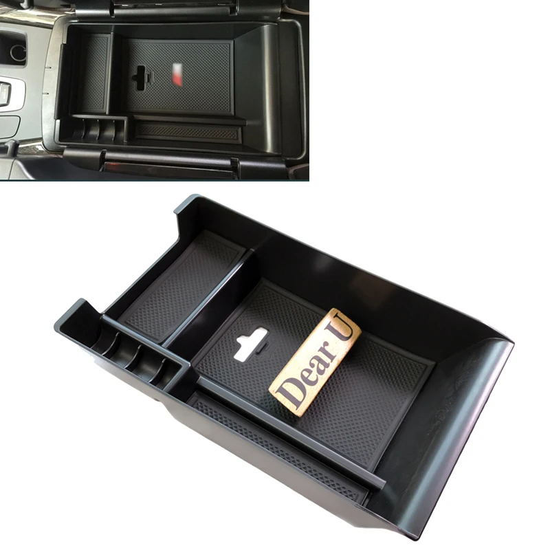 JEAZEA Car ABS Black Center Console Armrest Storage Box Container Tray Holder Organizer for BMW X5