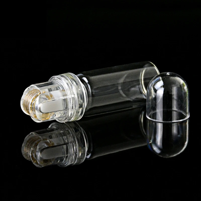 Титана Microneedle Hydra ролик 64 золотые наконечники Дерма роликовая бутылка для гиалуроновой кислоты эфирное масло для ухода за кожей