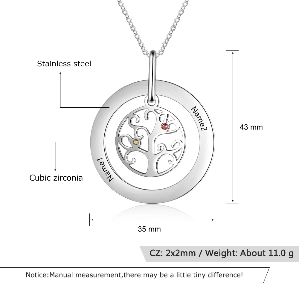JewelOra персонализированные Дерево жизни ожерелье с зодиакальным камнем из нержавеющей стали имя кулон с гравировкой семейный подарок для мать бабушка