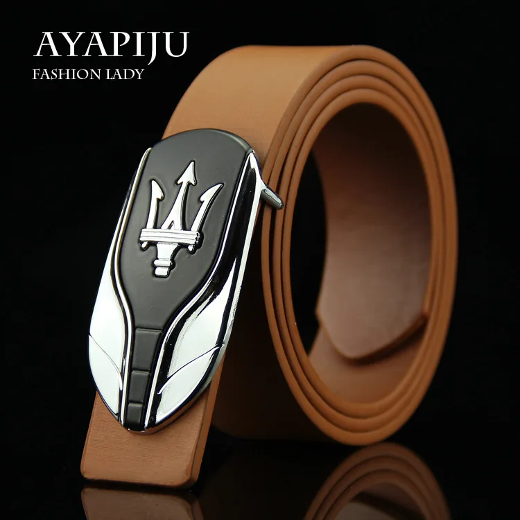 

New Fashionable Leather Belt men's First Layer Of Pure Cowhide Leisure Smooth Button Youth Belt Single Layer Leather Business