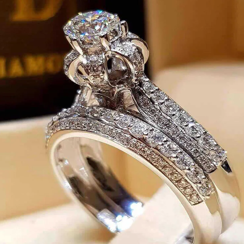Kristi Tina Boho женское Кристальное белое круглое кольцо, Брендовое роскошное серебряное обручальное кольцо, винтажное свадебное кольцо для невесты