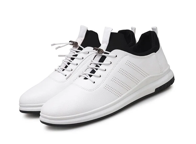 Spring Autumn Man Walking Shoes Sneakers Leather Breathable Korean Sport Shoes Wear-resistant Elastic-band Flat Shoes for Male (15)