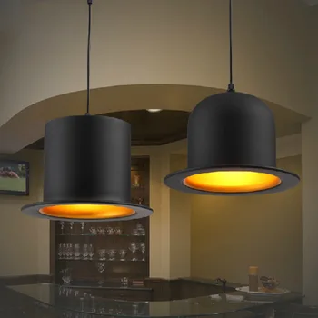 

Nordic New style Hat Design Pendant light Gentlemant Hat Lamp bulb single loft lampshade for Coffee hall store