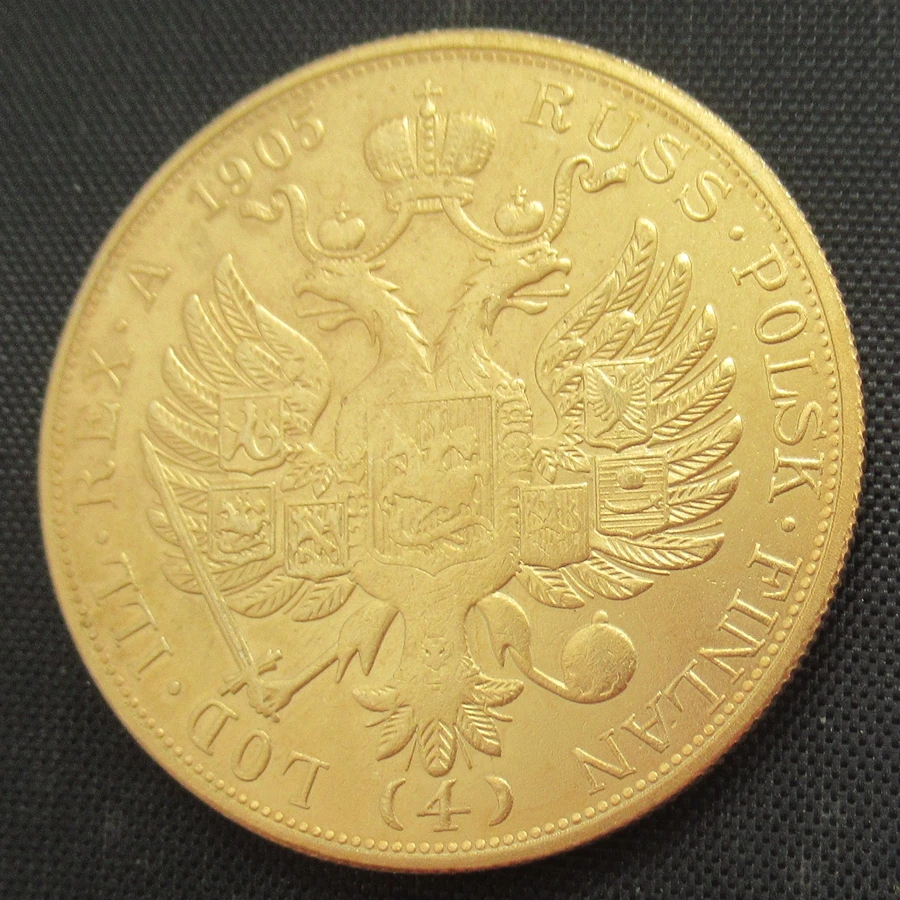 

Russian Coins 1905 NICHOLAS II Real Gold Plated Copy Decorative Coins