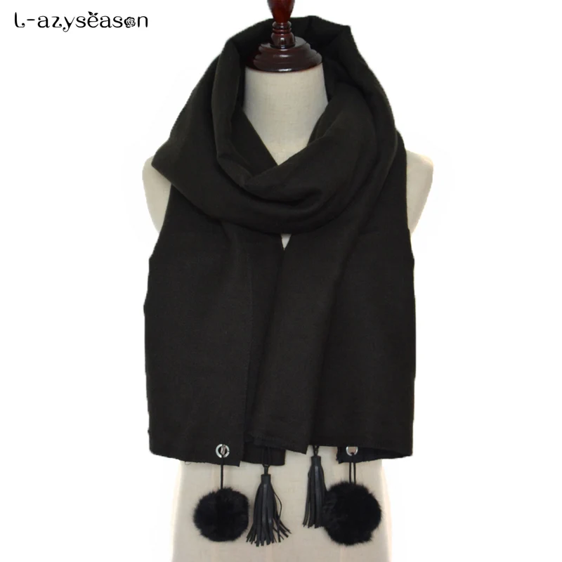 

Luxury Brand Scarf Pashmina Cashmere POMPOM Scarf Wrap Shawl Winter Scarf Women's Scarves Long Blanket Cachecol High Quality