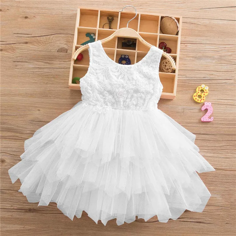 Christmas Baby Girl Clothing Cake Smash Outfits Toddler Dress For Baby 2-6 Years Beach Tulle Lace Girls Dresses Kid Costume - Цвет: White dress