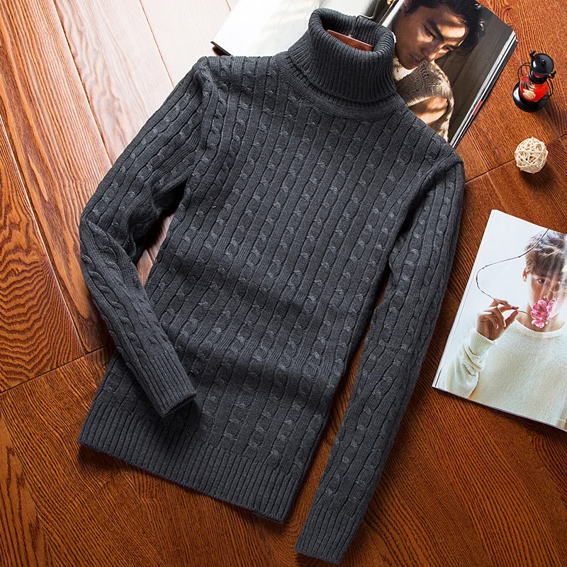 Для мужчин с высоким воротником, минимально резьбовых шерстяные свитера для Для мужчин вязание G141